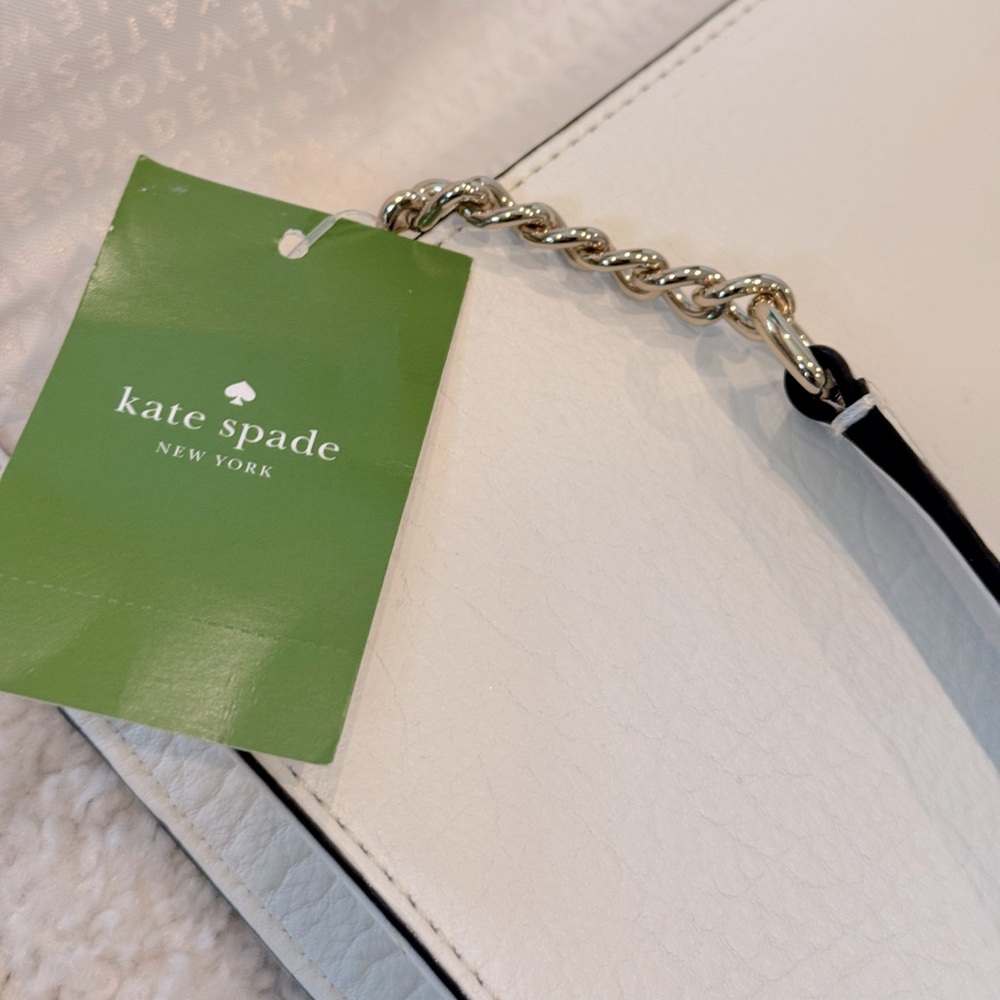 KATE SPADE NY Magnolia Crossbody Clutch Ivory Palm Leaves Kari Perri Lane NWT - Picture 5 of 8